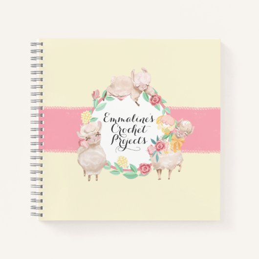 Crochet Projets Carnet avec de mignons lamas (Devant)