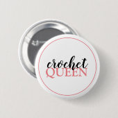 Crochet Queen Script Ronde Button 5,7 Cm (Voorkant /achterkant)
