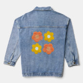 Crochet-Style Flowers – Elegant Handmade Look Denim Jacket (Achterkant)