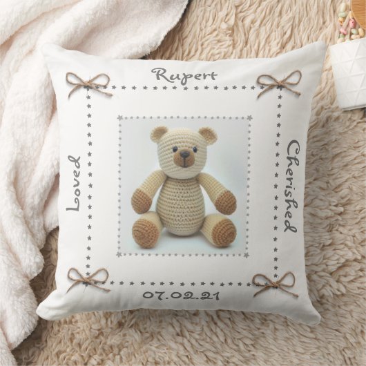 Crochet Teddy Bear baby Nursery Cushion Custom Kussen (Deken)