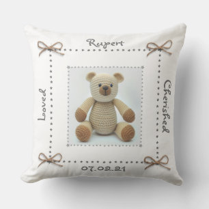 Crochet Teddy Bear baby Nursery Cushion Custom Kussen