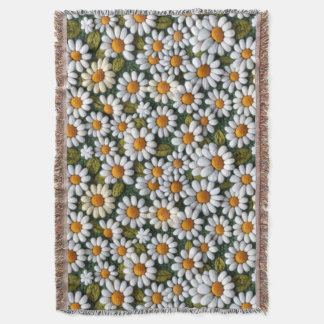 Crochet White Daisies Spring Wildflowers Deken