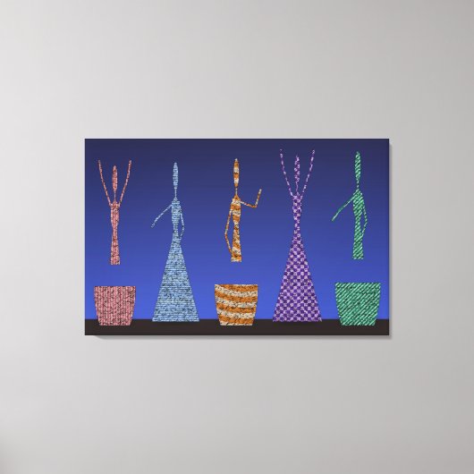 Crochet Women dancing Silloute pattern Canvas Afdruk (Voorkant)