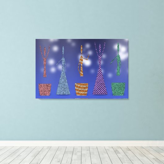 Crochet Women dancing Silloute pattern Canvas Afdruk (Insitu (Houten vloer))