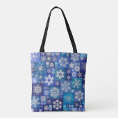 Crocheted Snowflakes Blue Digital Patchwork Draagtas (Achterkant)