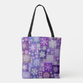 Crocheted Snowflakes Purple Digital Patchwork Draagtas (Achterkant)