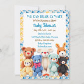 Crocheted Stuffed Animals Boy's Baby Shower Kaart (Voorkant)