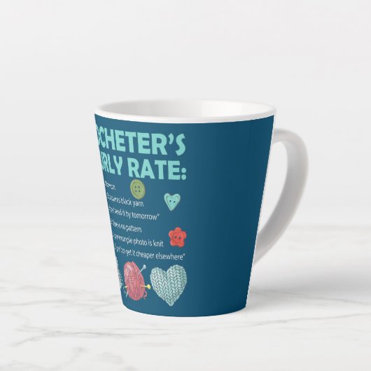 Crocheter's Hourly Rate Crocheting Latte Mok (Rechterhoek)