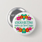 Crocheting Heart Happy Ronde Button 5,7 Cm (Voorkant /achterkant)