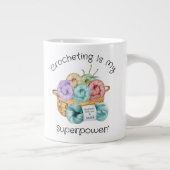 Crocheting is Mijn Superpower gepersonaliseerd Extra Grote Beker (Rechts)