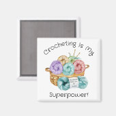 Crocheting is Mijn Superpower gepersonaliseerd Magneet (Voorkant / Achterkant)