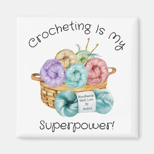 Crocheting is Mijn Superpower gepersonaliseerd Magneet