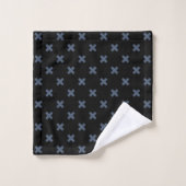 Crochets bleu-gris sur noir (Gant de toilette)