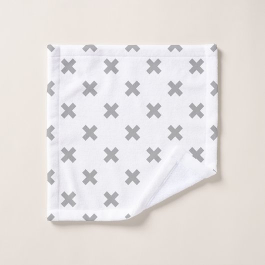 Crochets gris sur blanc (Gant de toilette)