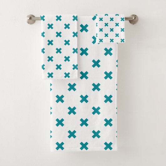 Crochets turquoises sur blanc (En situation)