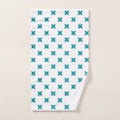 Crochets turquoises sur blanc (Serviette à main)
