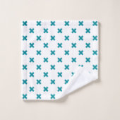 Crochets turquoises sur blanc (Gant de toilette)