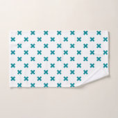 Crochets turquoises sur blanc (Serviette à main)