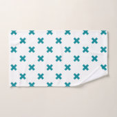 Crochets turquoises sur blanc (Serviette à main)