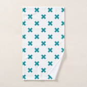 Crochets turquoises sur blanc (Serviette à main)