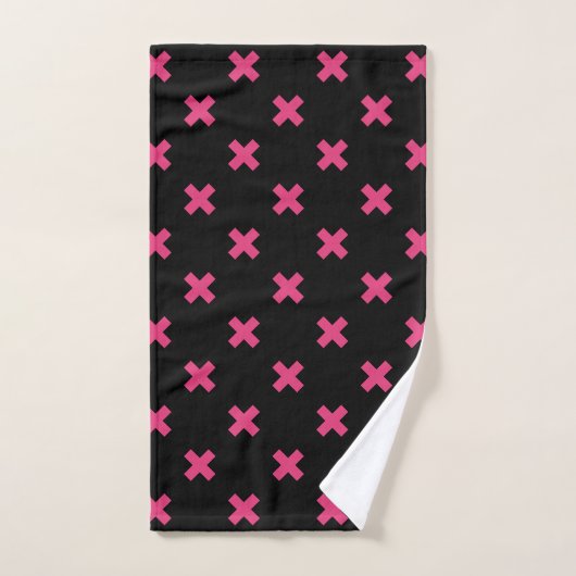 Crochis Fuchsia sur noir (Serviette à main)