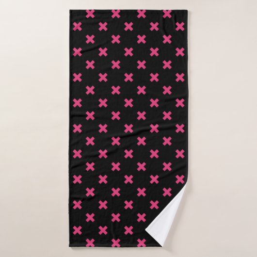 Crochis Fuchsia sur noir (Serviette de bain)