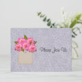 Crock of Peonies Wedding Invitation Kaart (Staand voorkant)