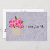 Crock of Peonies Wedding Invitation Kaart (Voorkant / Achterkant)