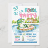 Croco-Donut Pool Party uitnodiging (Voorkant)