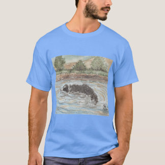 Crococollie Border Collie Hond in het Water grappi T-shirt