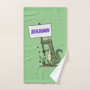 Crocodile alligator drôle avec un panneau dessin a