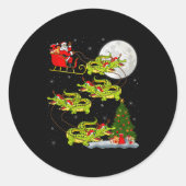 Crocodile Alligators Santa Sleigh Flying Funny Chr Ronde Sticker (Voorkant)