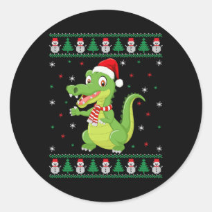 Crocodile Animal Matching Family Ugly Christmas SW Ronde Sticker