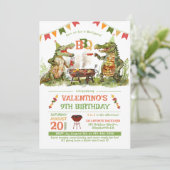 Crocodile BBQ Party Invitation d'anniversaire (Debout devant)