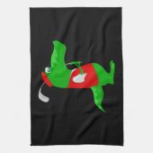 Crocodile Cartoon Golfer sur cuisine et serviette  (Vertical)