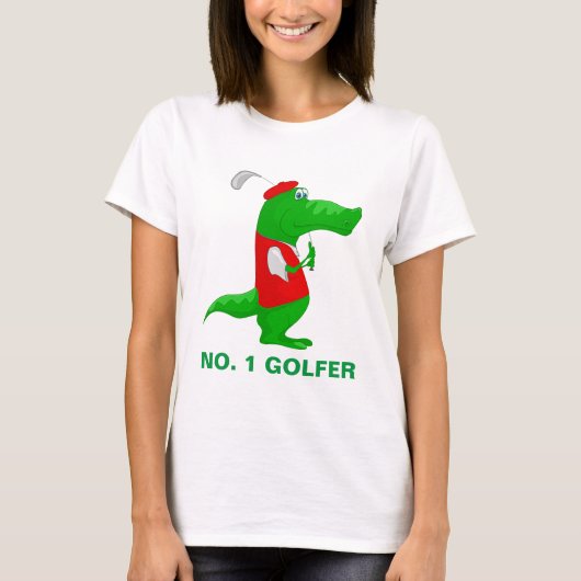 Crocodile Cartoon Golfer T-shirt (Voorkant)