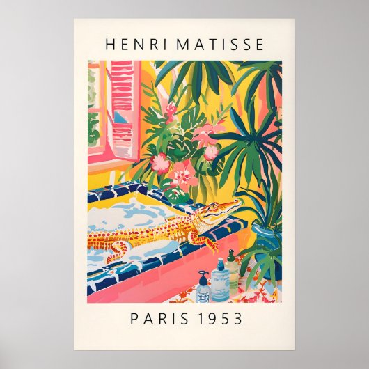 Crocodile dans le bain Impression Drôle Rose Salle (Devant)