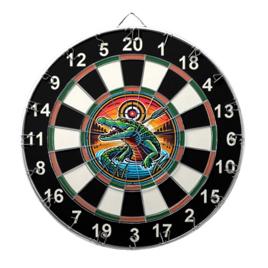 Crocodile en Lake Target Circle Dartbord (Voorkant)