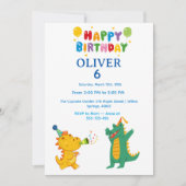 Crocodile & Hippo Birthday Invitation  (Devant)