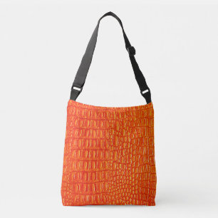 Crocodile orange imprimé en cuir Crossbody Sac