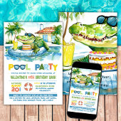 Crocodile Pool Party Anniversaire Invitation