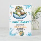 Crocodile Pool Party Birthday Invitation (Debout devant)