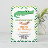 Crocodile verjaardagsfeestje uitnodiging (Staand voorkant)