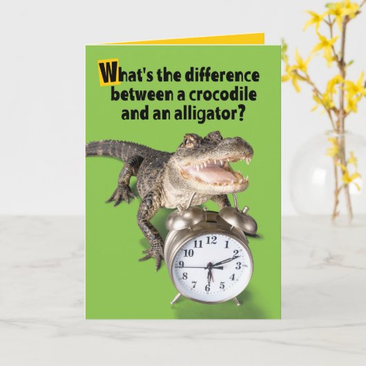 Crocodile Verses Alligator Riddle ziet je binnenko Kaart (Gele Bloem)