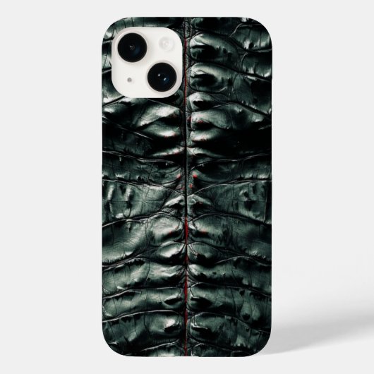 Crocodile vert foncé peau iPhone 14 Coque (Verso)