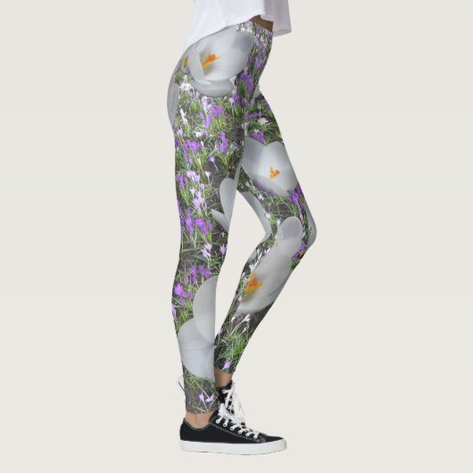 Crocus blancs Fleurs de printemps Leggings (Droite)