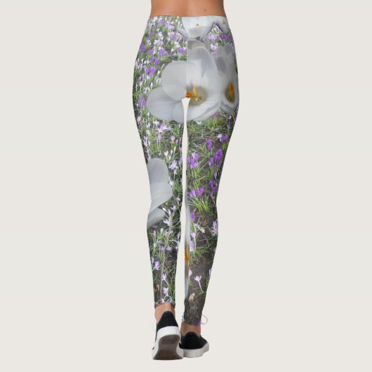 Crocus blancs Fleurs de printemps Leggings (Dos)