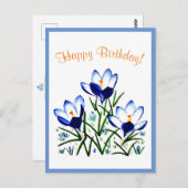 Crocus bleus au printemps Carte postale (Devant / Derrière)