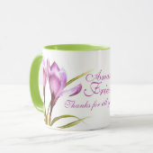 Crocus fine art "Amazing Vriend" paarse groene mok (Voorkant links)