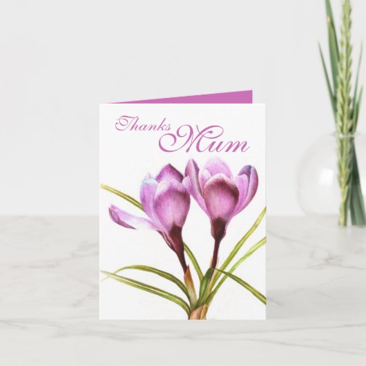 Crocus fleurs aquarelle art Merci maman violet (Devant)
